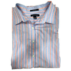 Land's end - Womens Size 16W blue and pink striped Long Sleeve button down shirt